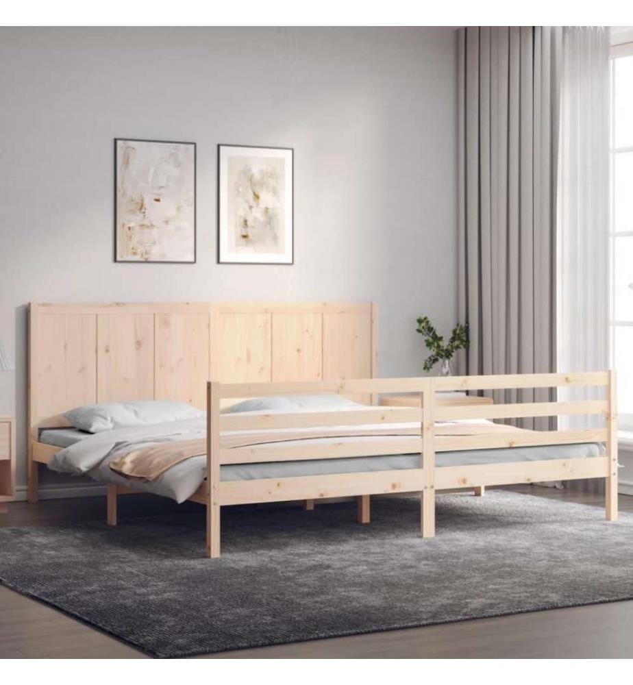 Cadre de lit avec tête de lit 200x200 cm bois massif