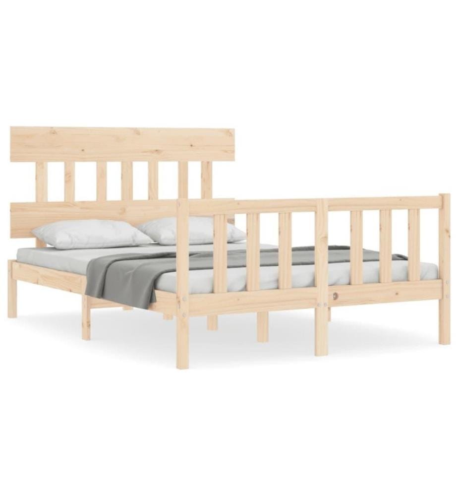 Cadre de lit avec tête de lit 140x190 cm bois massif