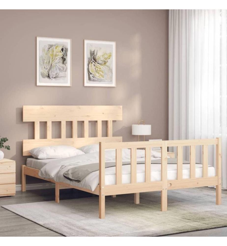 Cadre de lit avec tête de lit 140x190 cm bois massif