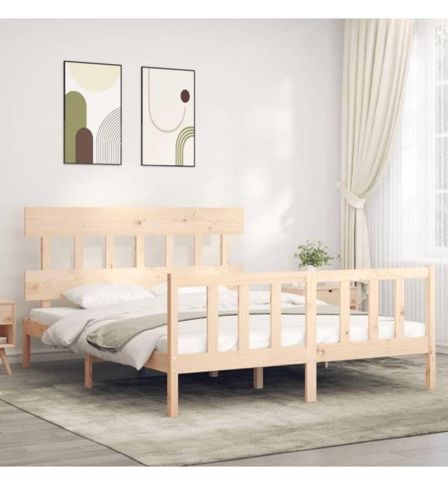 Massivholzbett mit Kopfteil 5FT King Size
