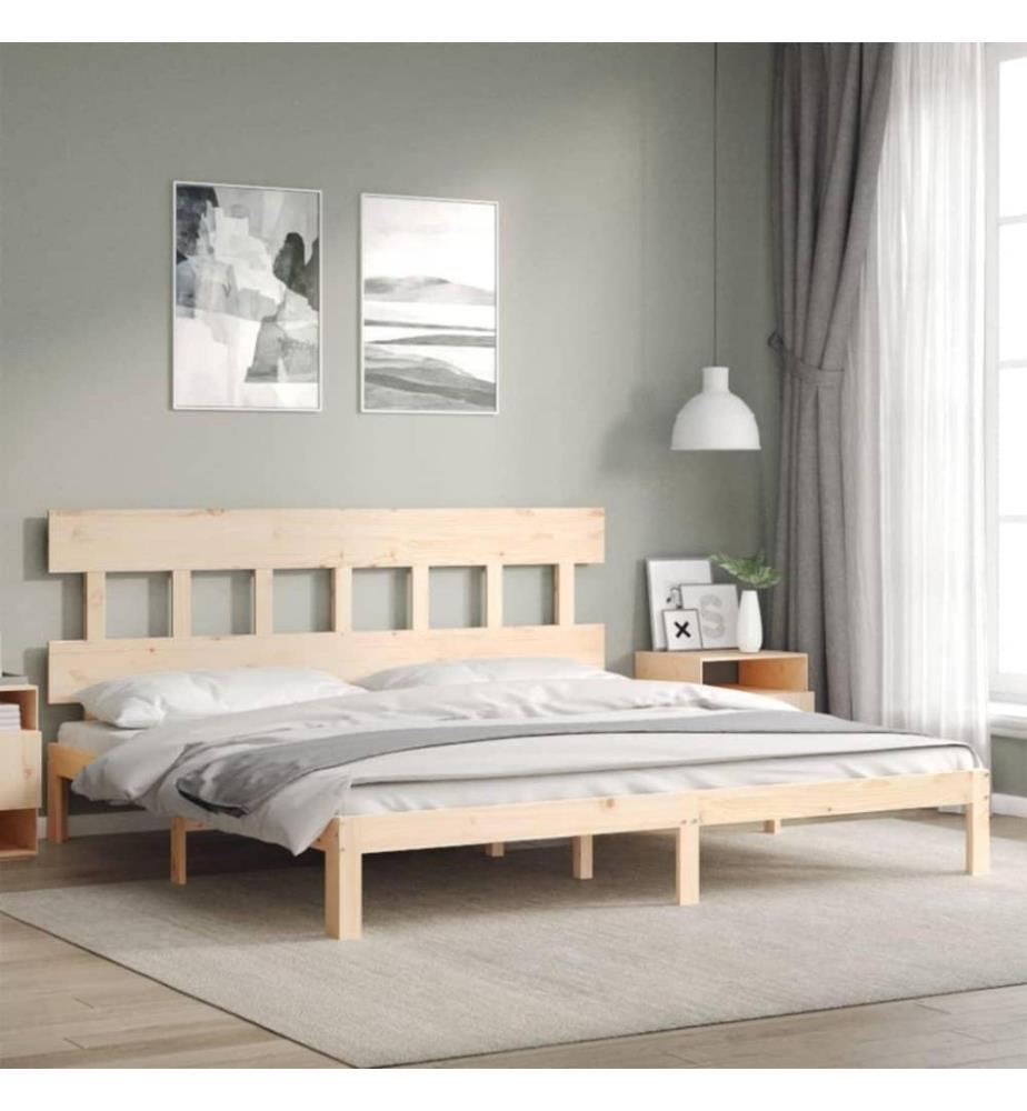Massivholzbett mit Kopfteil 200x200 cm