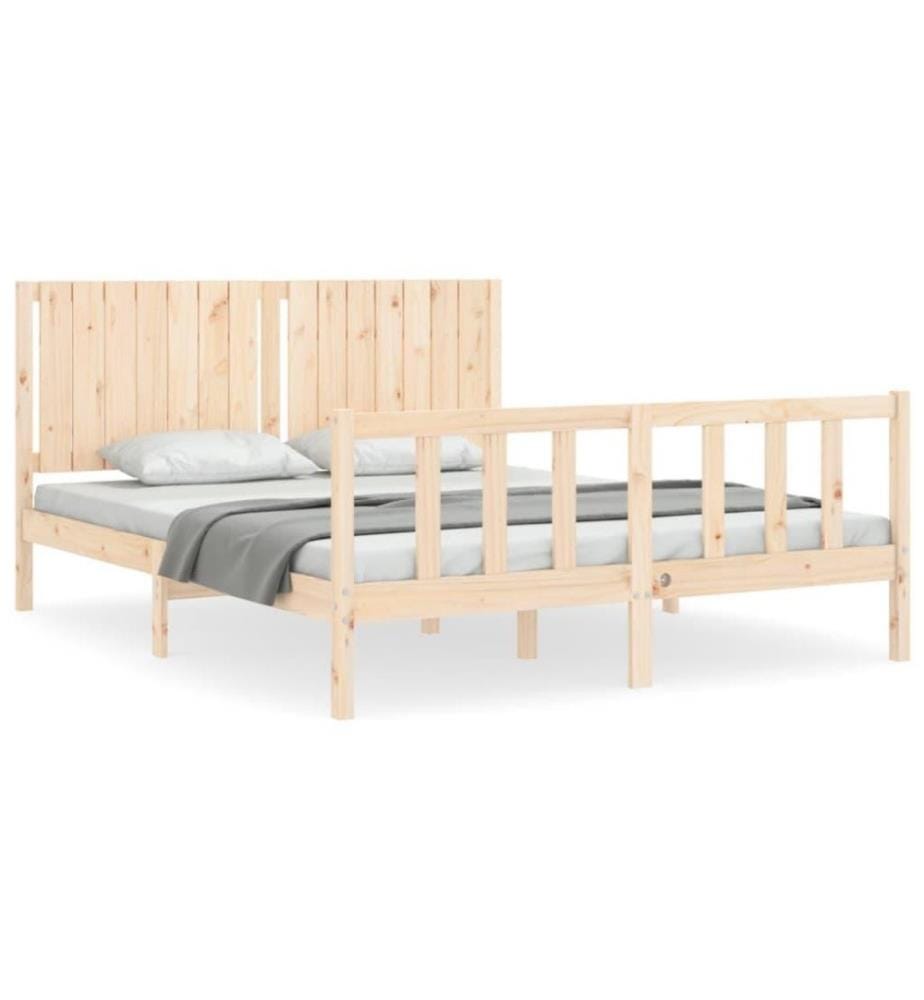 Cadre de lit avec tête de lit 160x200 cm bois massif