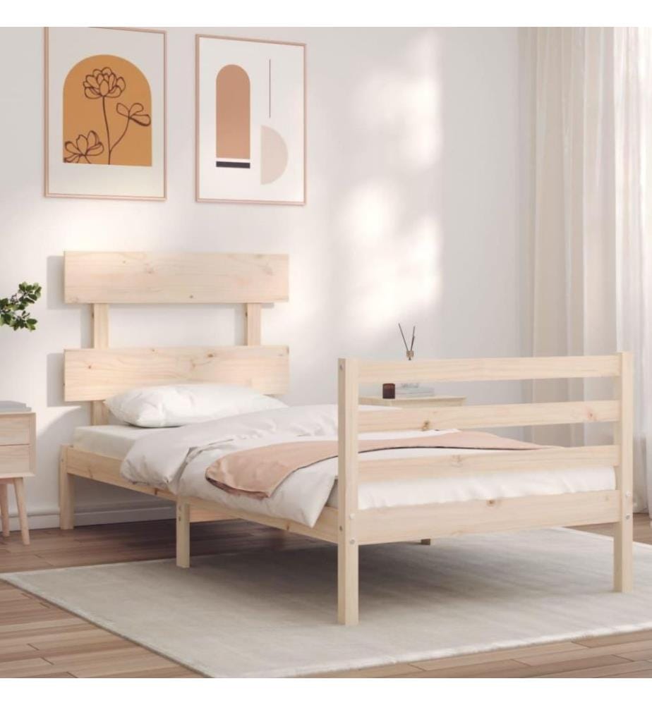 Massivholzbett mit Kopfteil 3FT Single
