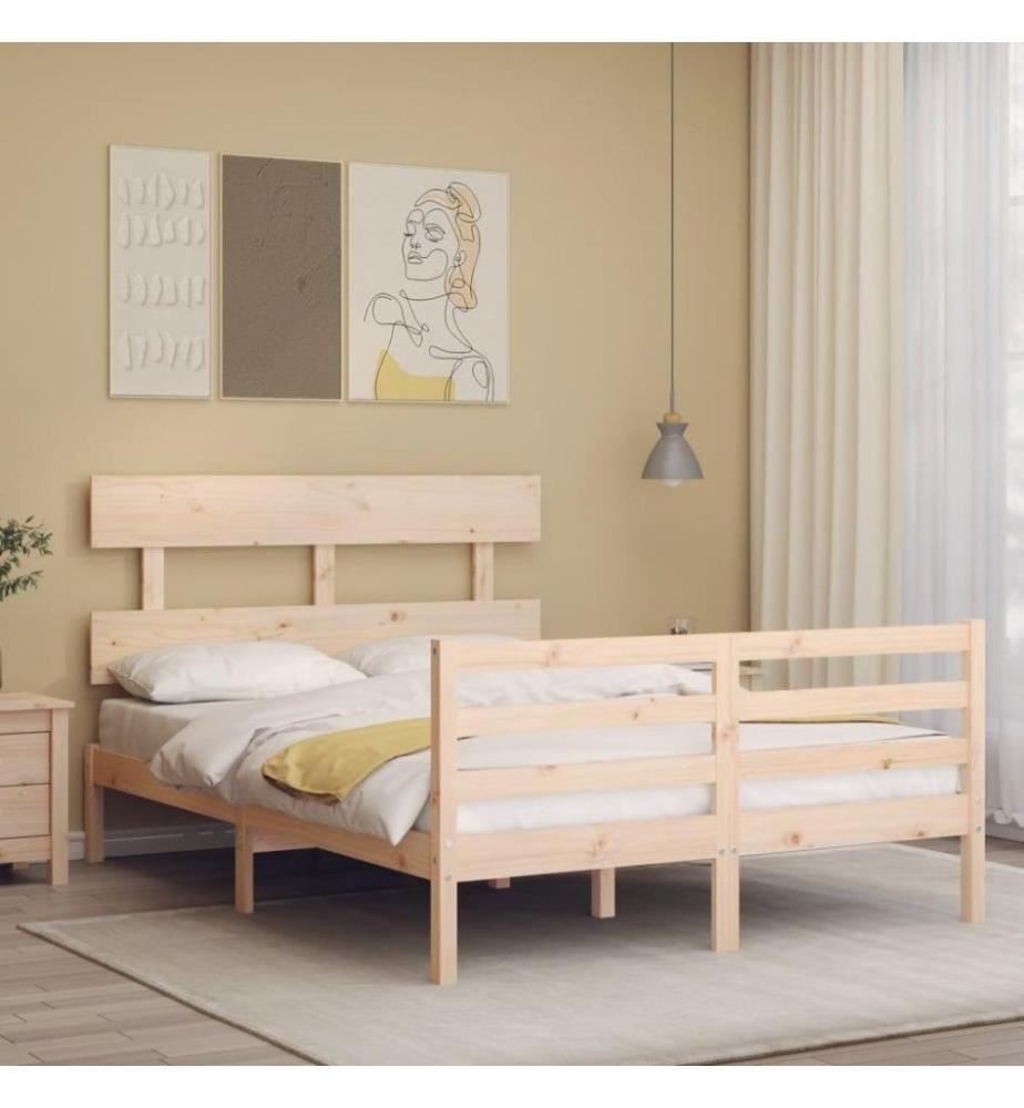 Cadre de lit avec tête de lit 140x200 cm bois massif