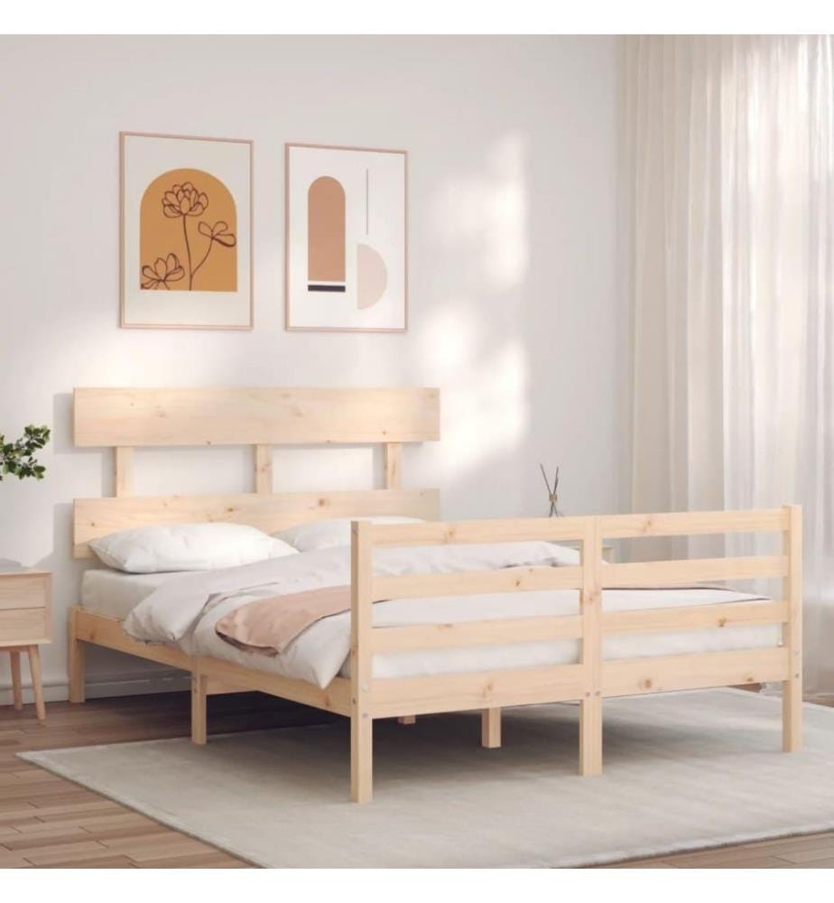 Cadre de lit avec tête de lit 140x200 cm bois massif