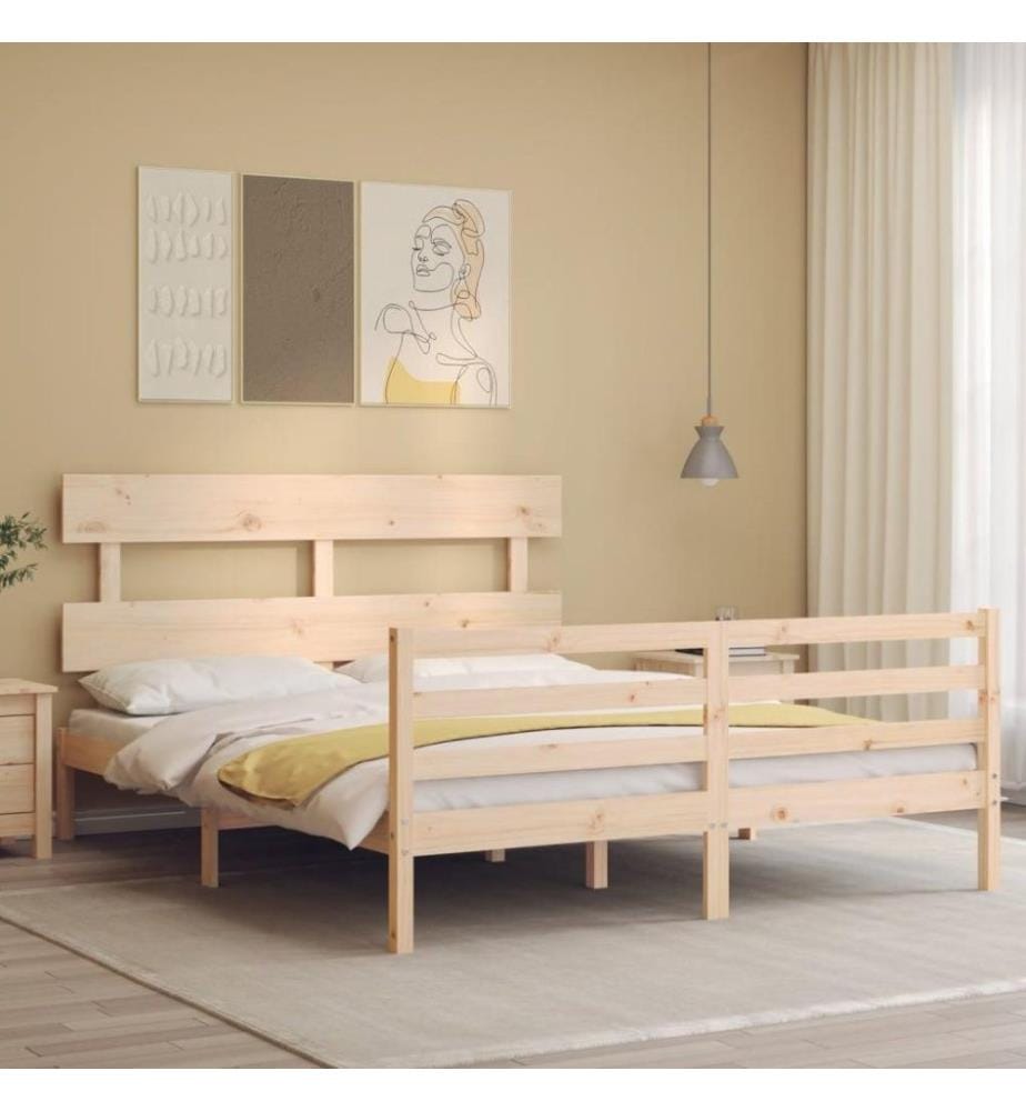 Cadre de lit avec tête de lit 160x200 cm bois massif