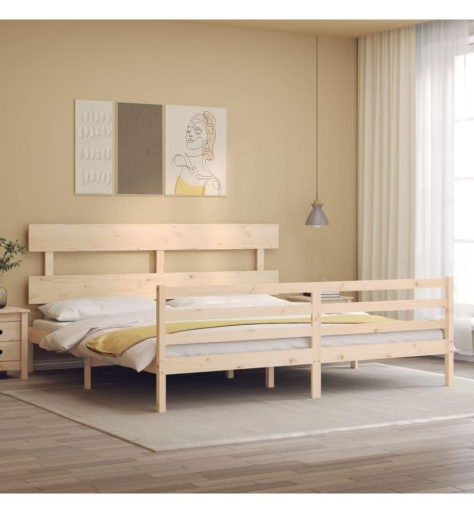 Massivholzbett mit Kopfteil 200x200 cm