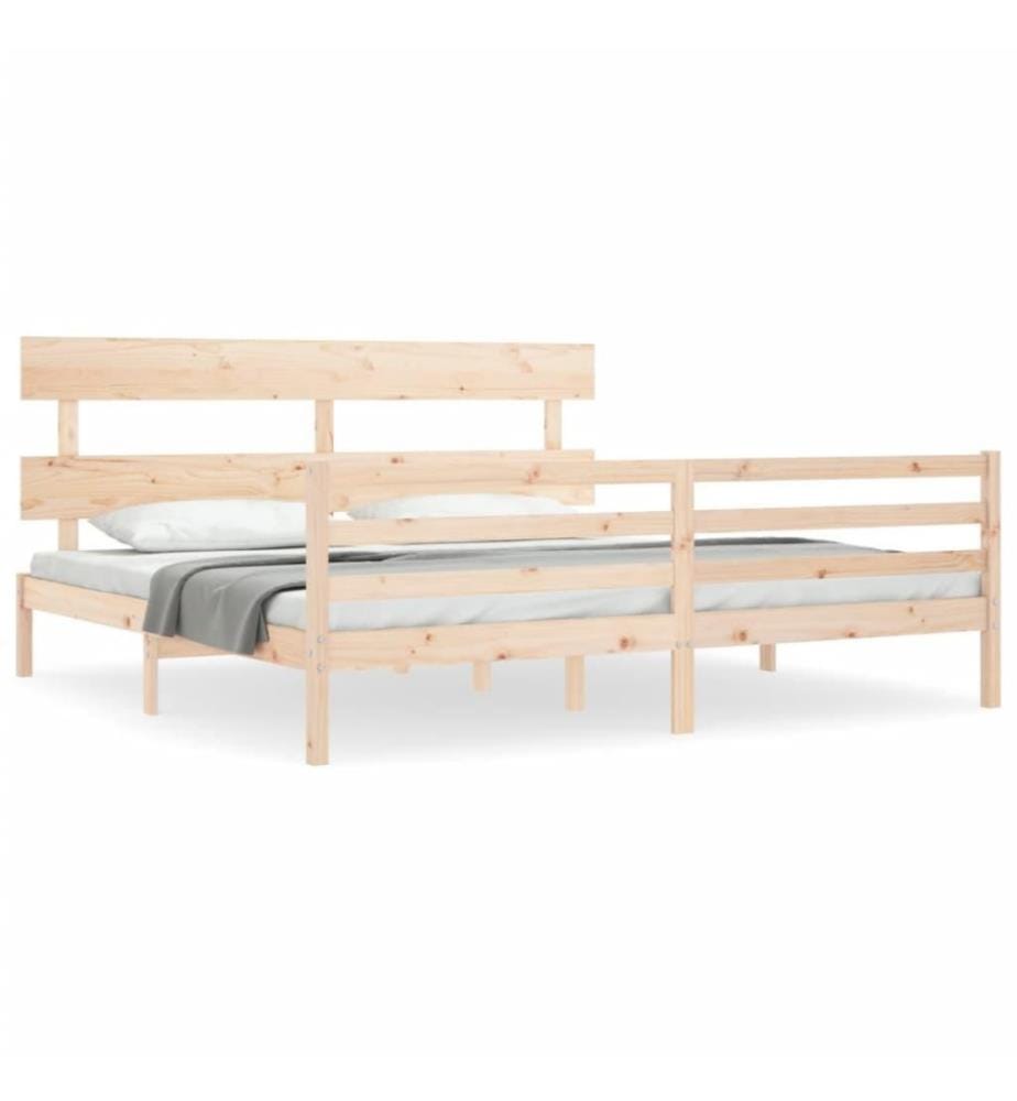 Cadre de lit avec tête de lit 200x200 cm bois massif