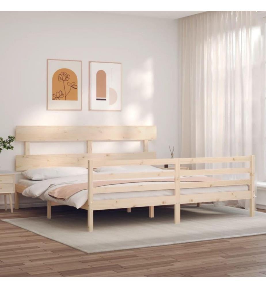 Cadre de lit avec tête de lit 200x200 cm bois massif