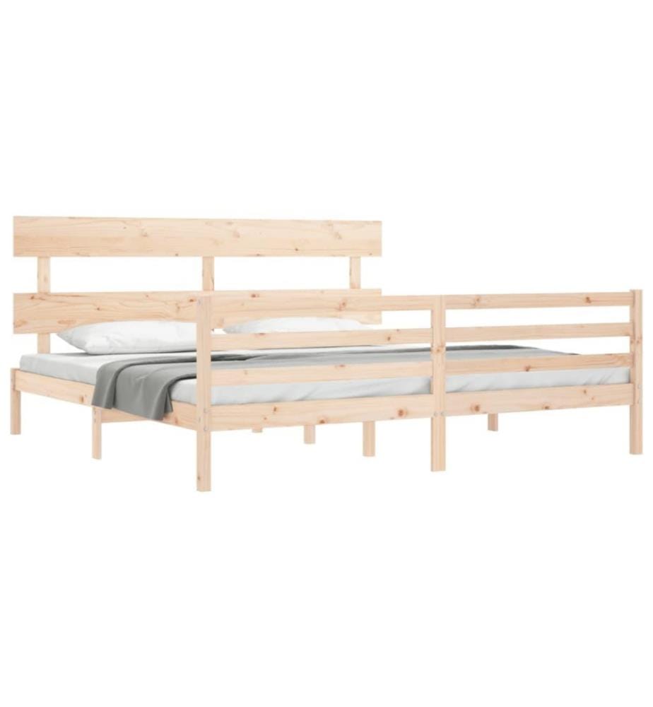 Cadre de lit avec tête de lit 200x200 cm bois massif