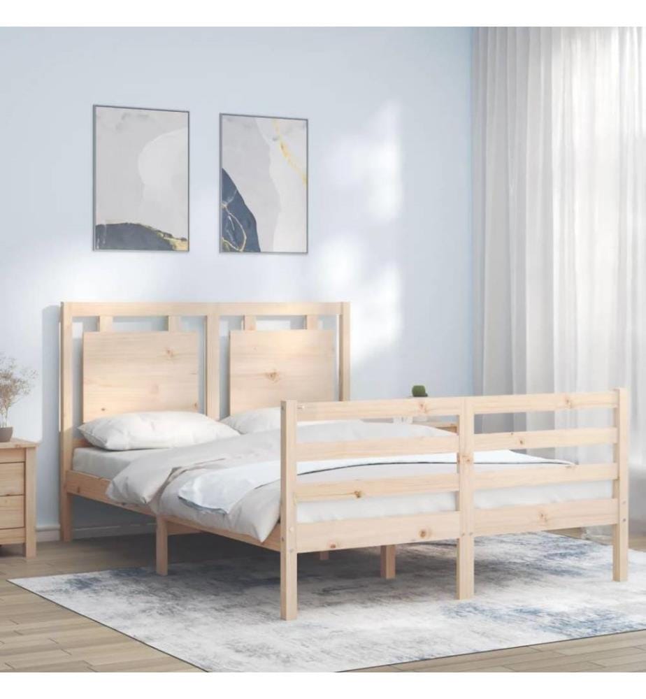 Cadre de lit avec tête de lit 140x200 cm bois massif