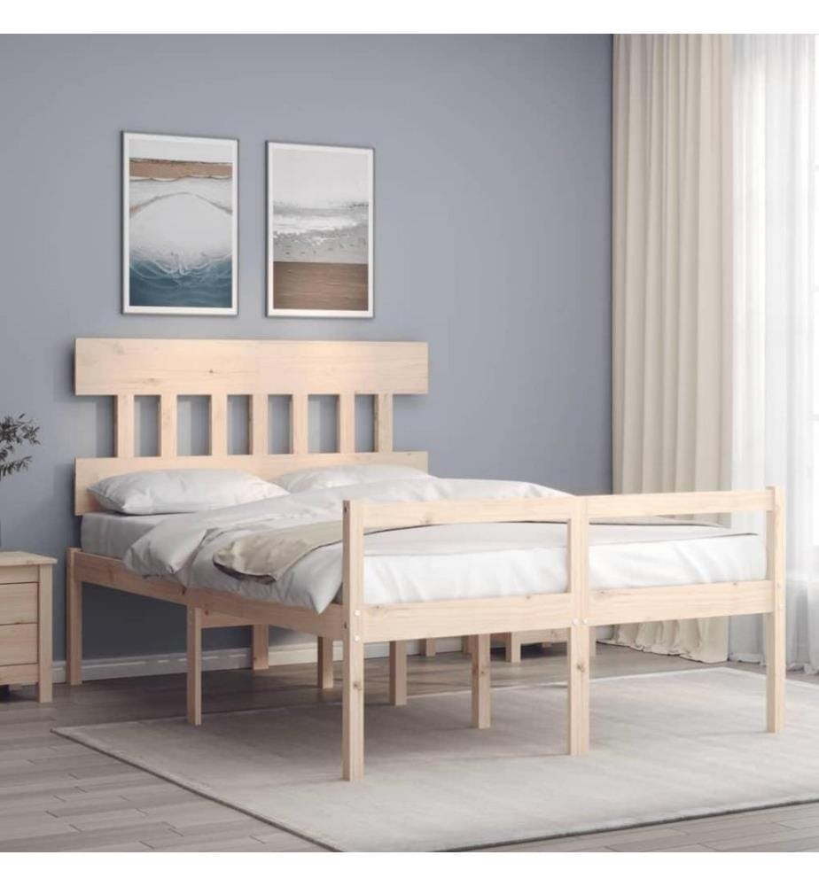 Cadre de lit avec tête de lit 140x200 cm bois massif