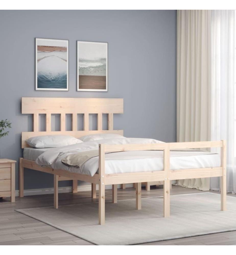 Massivholzbett mit Kopfteil 140x190 cm