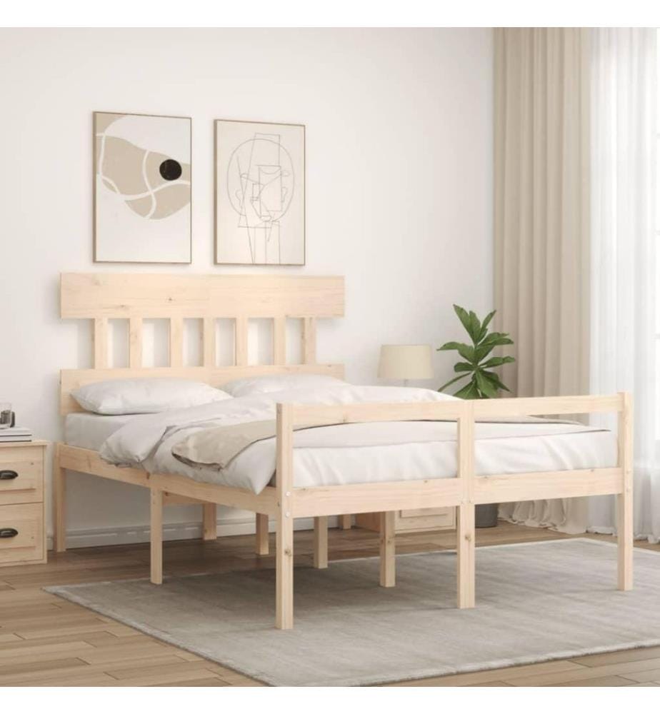 Massivholzbett mit Kopfteil 140x190 cm