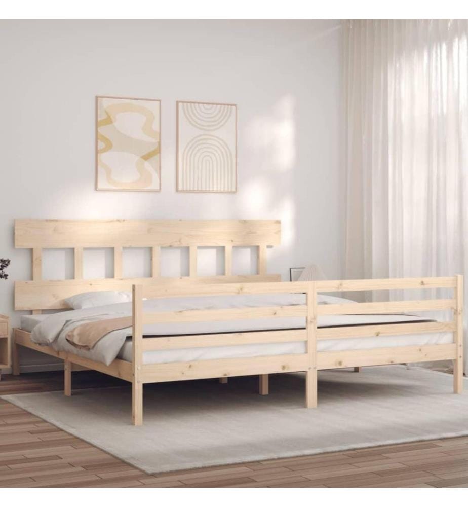 Cadre de lit avec tête de lit 200x200 cm bois massif
