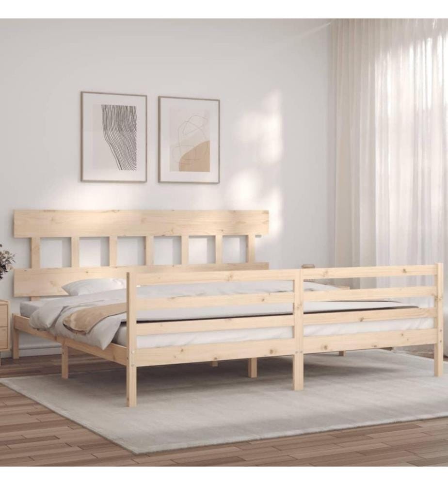 Cadre de lit avec tête de lit 200x200 cm bois massif
