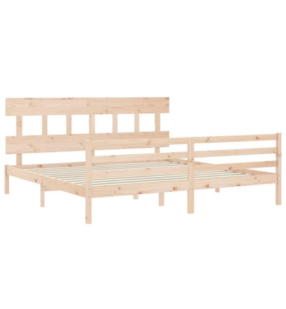 Cadre de lit avec tête de lit 200x200 cm bois massif