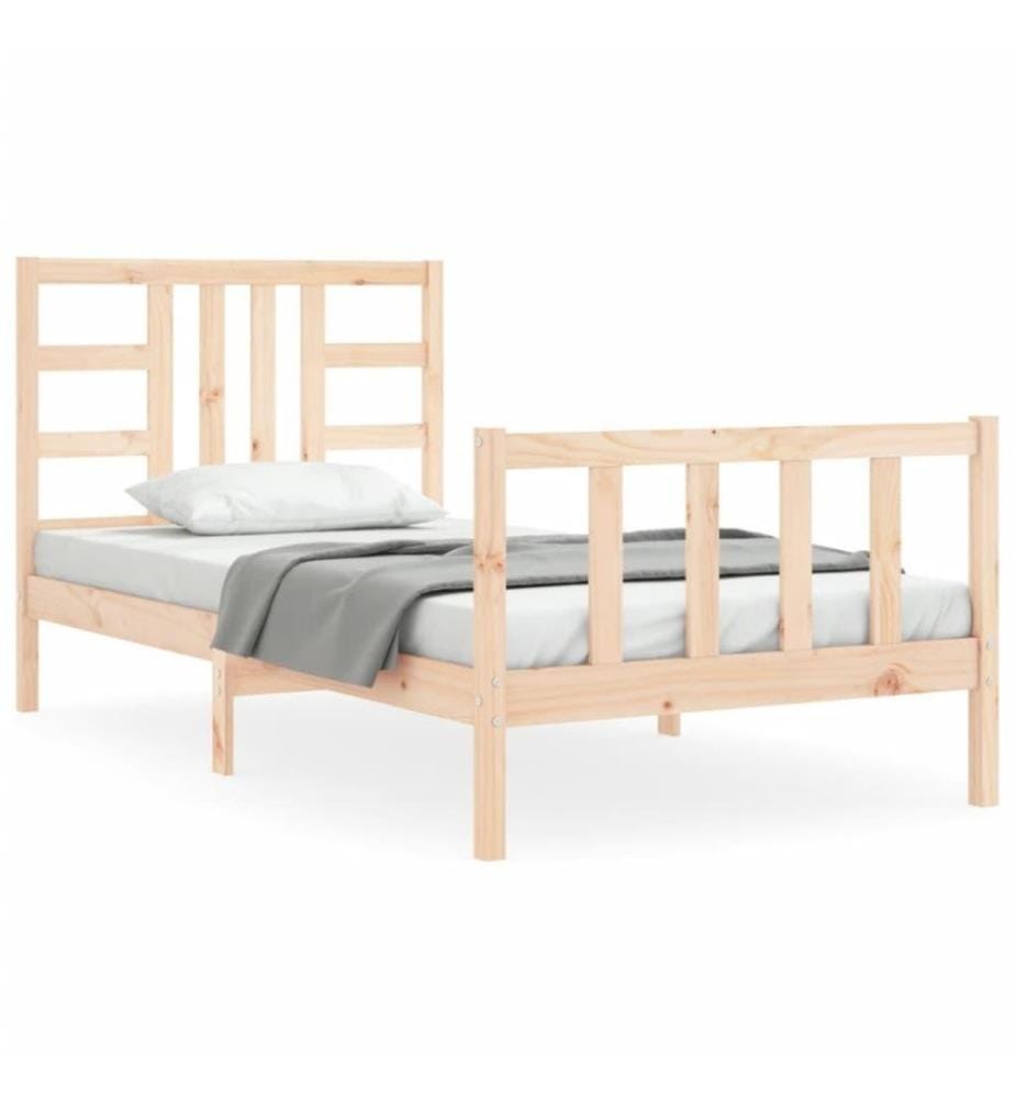 Cadre de lit avec tête de lit 90x190 cm bois massif