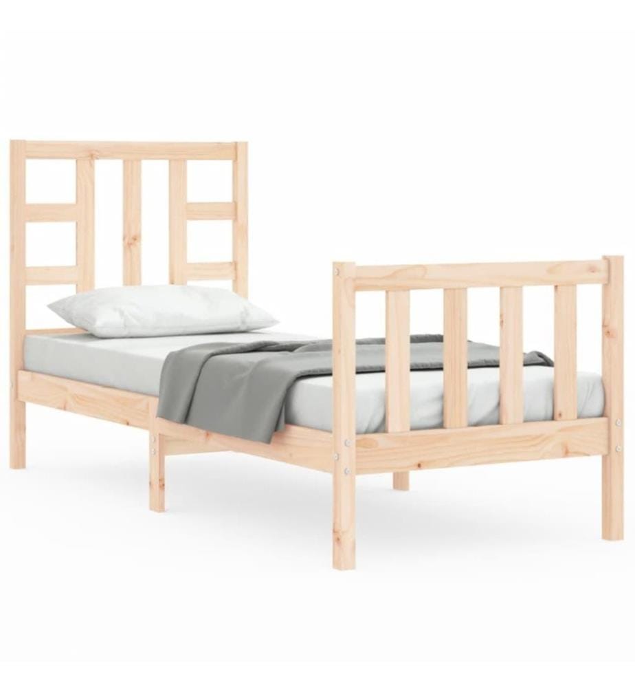 Cadre de lit avec tête de lit petit simple bois massif