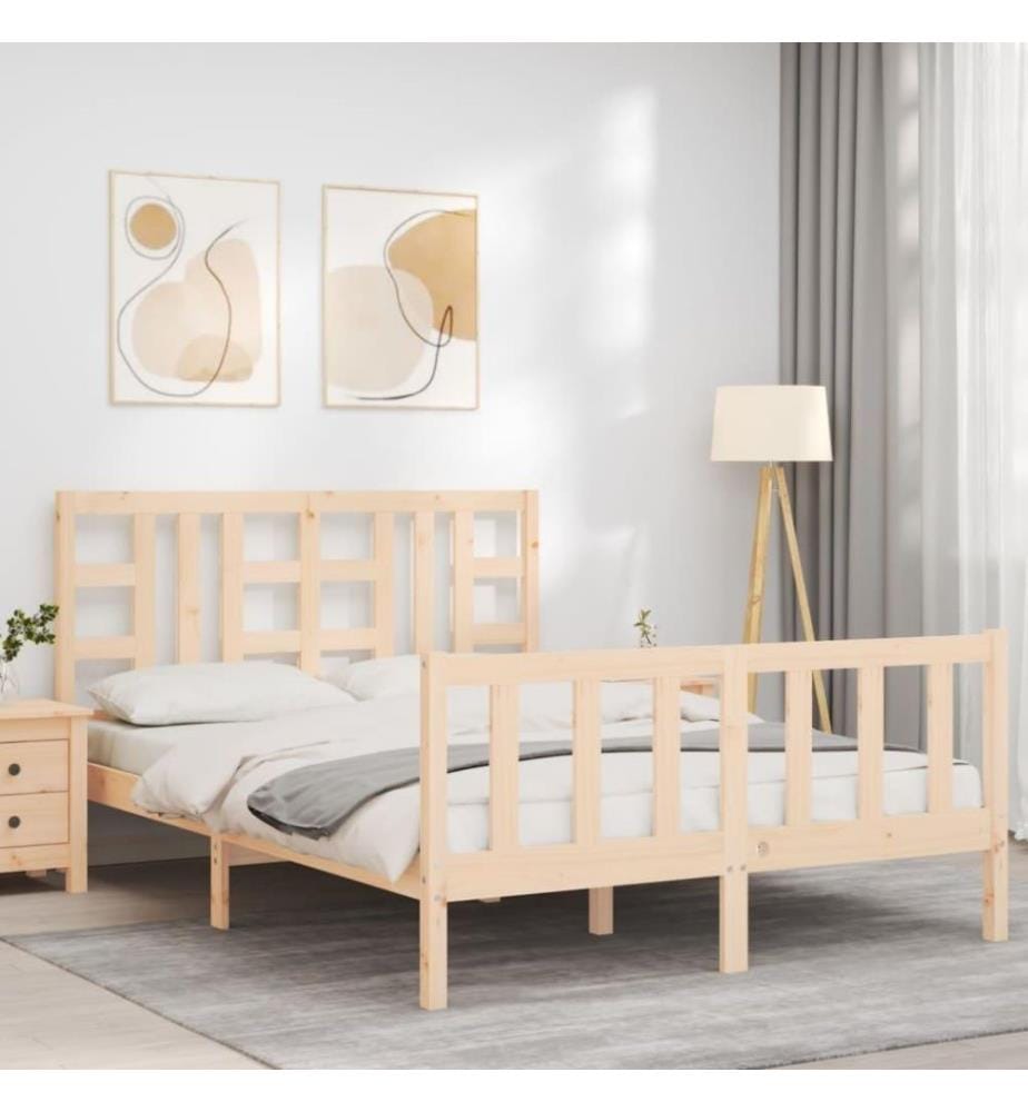 Cadre de lit avec tête de lit 140x200 cm bois massif