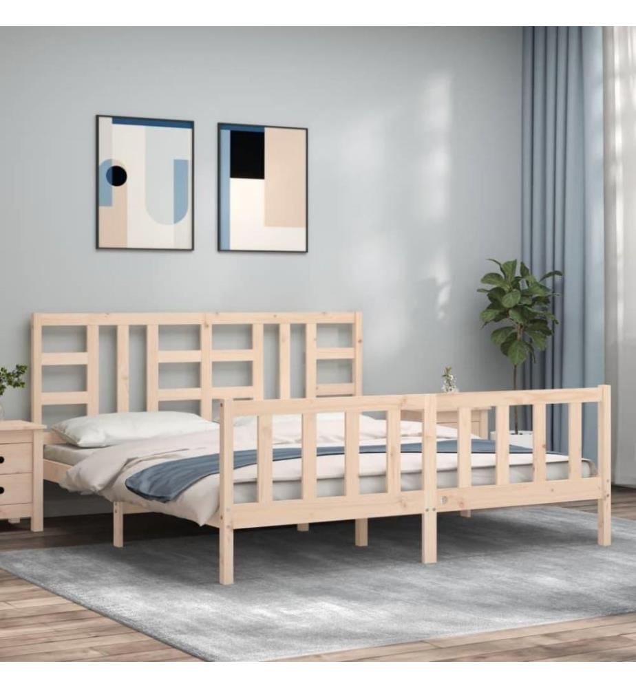 Cadre de lit avec tête de lit 180x200 cm bois massif