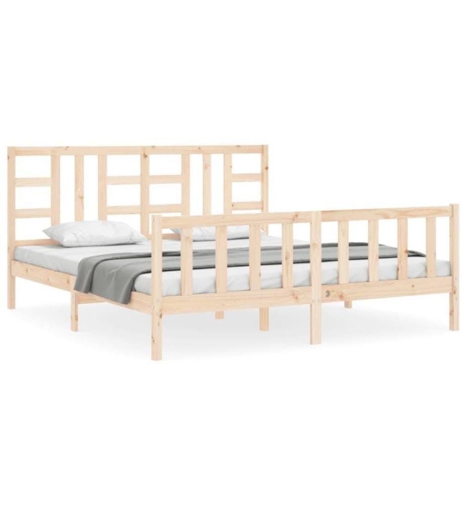 Cadre de lit avec tête de lit 180x200 cm bois massif