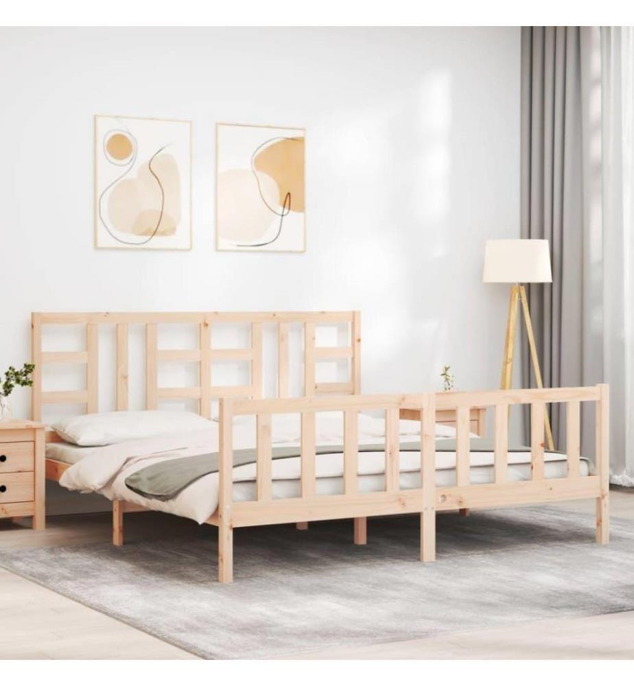 Cadre de lit avec tête de lit 180x200 cm bois massif