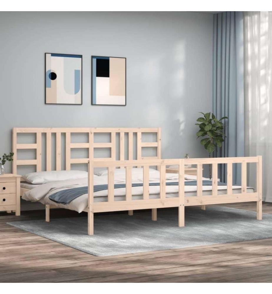 Massivholzbett mit Kopfteil 200x200 cm
