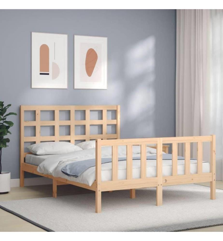 Cadre de lit avec tête de lit 140x200 cm bois massif