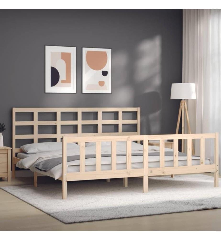 Cadre de lit avec tête de lit 180x200 cm bois massif