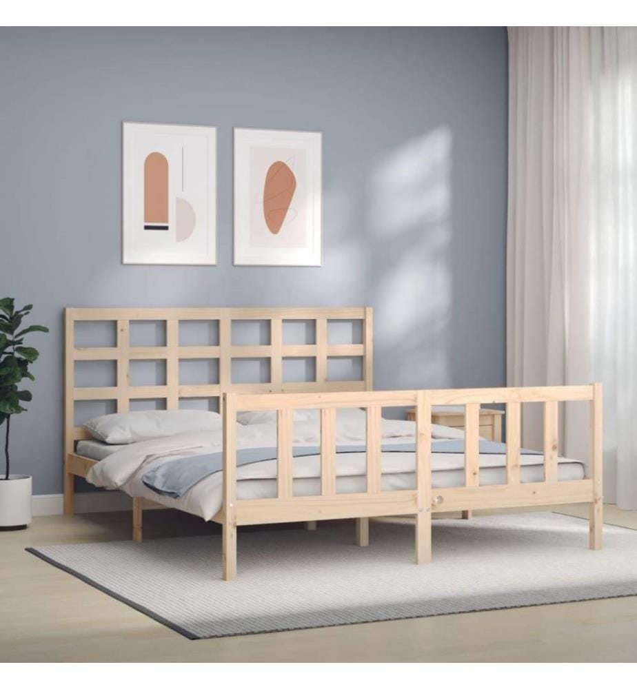 Massivholzbett mit Kopfteil 160x200 cm