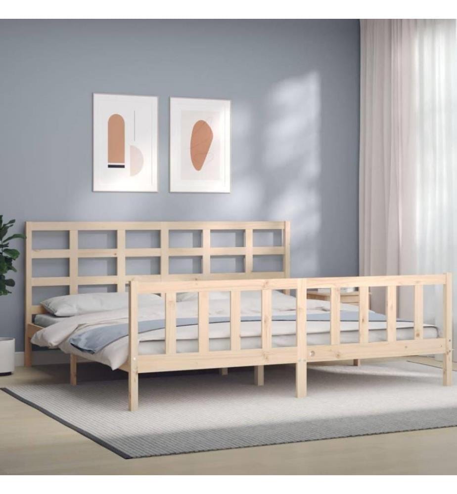 Massivholzbett mit Kopfteil 200x200 cm