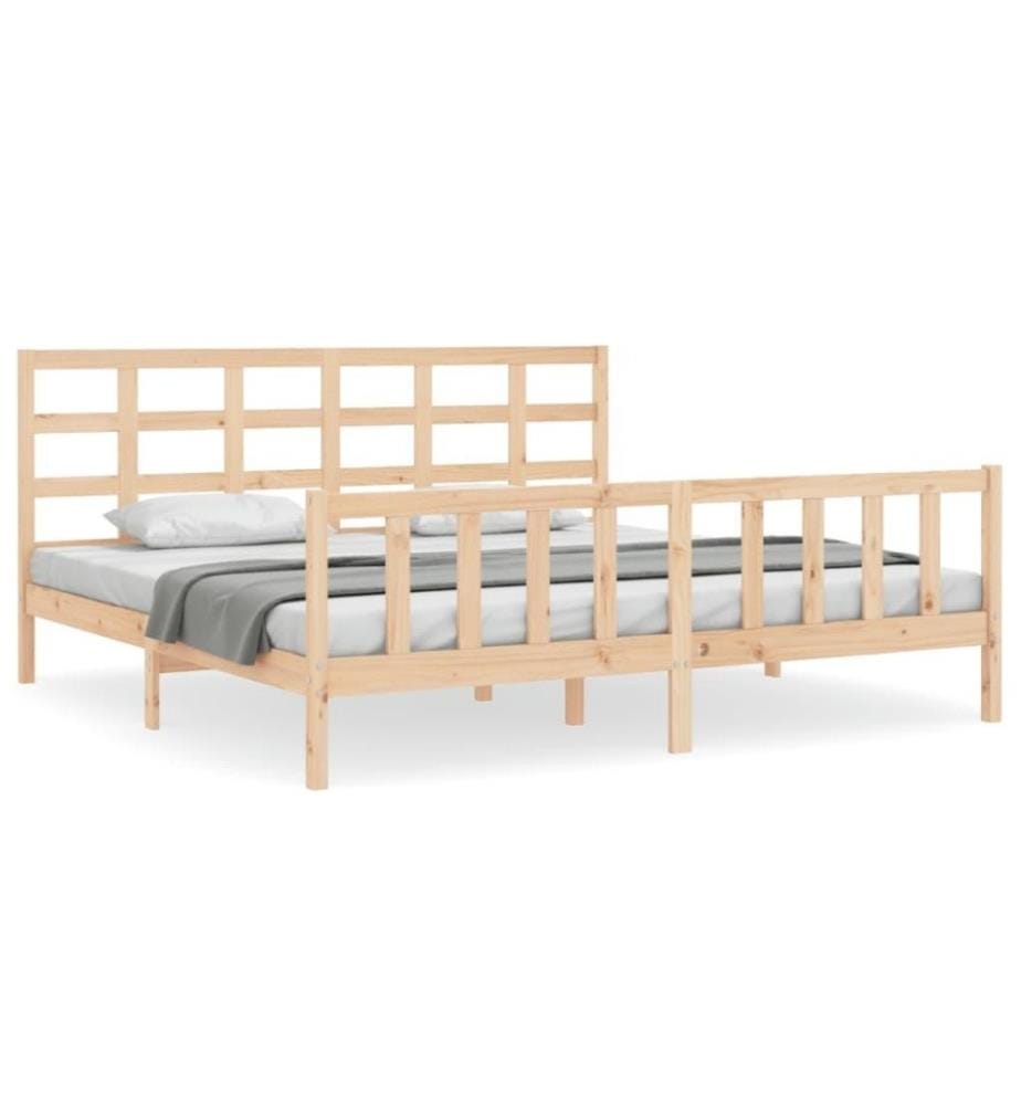 Cadre de lit avec tête de lit 200x200 cm bois massif