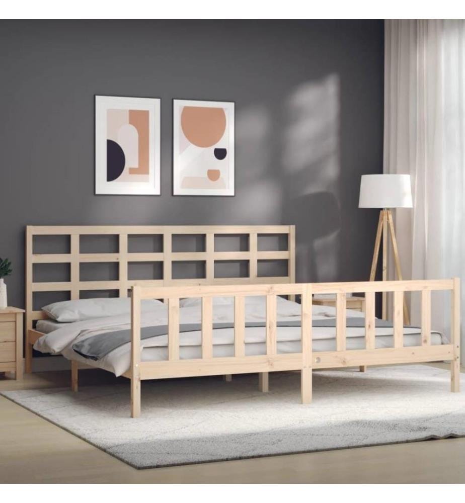 Massivholzbett mit Kopfteil 200x200 cm