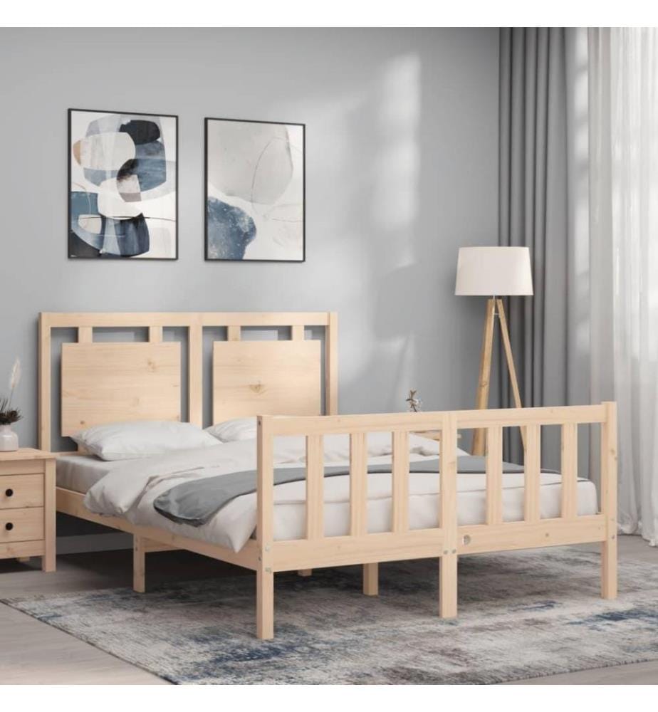 Cadre de lit avec tête de lit 140x200 cm bois massif