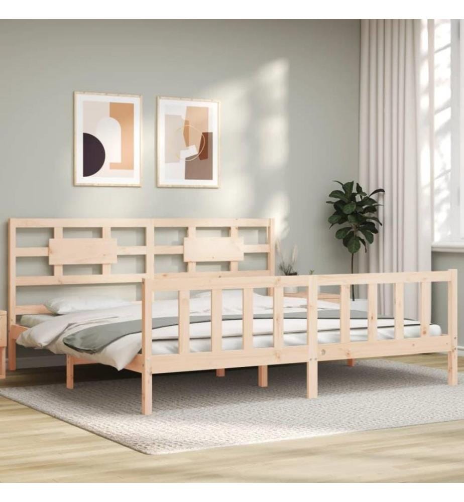 Cadre de lit avec tête de lit 200x200 cm bois massif