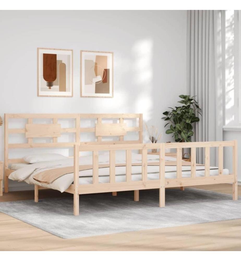 Cadre de lit avec tête de lit 200x200 cm bois massif