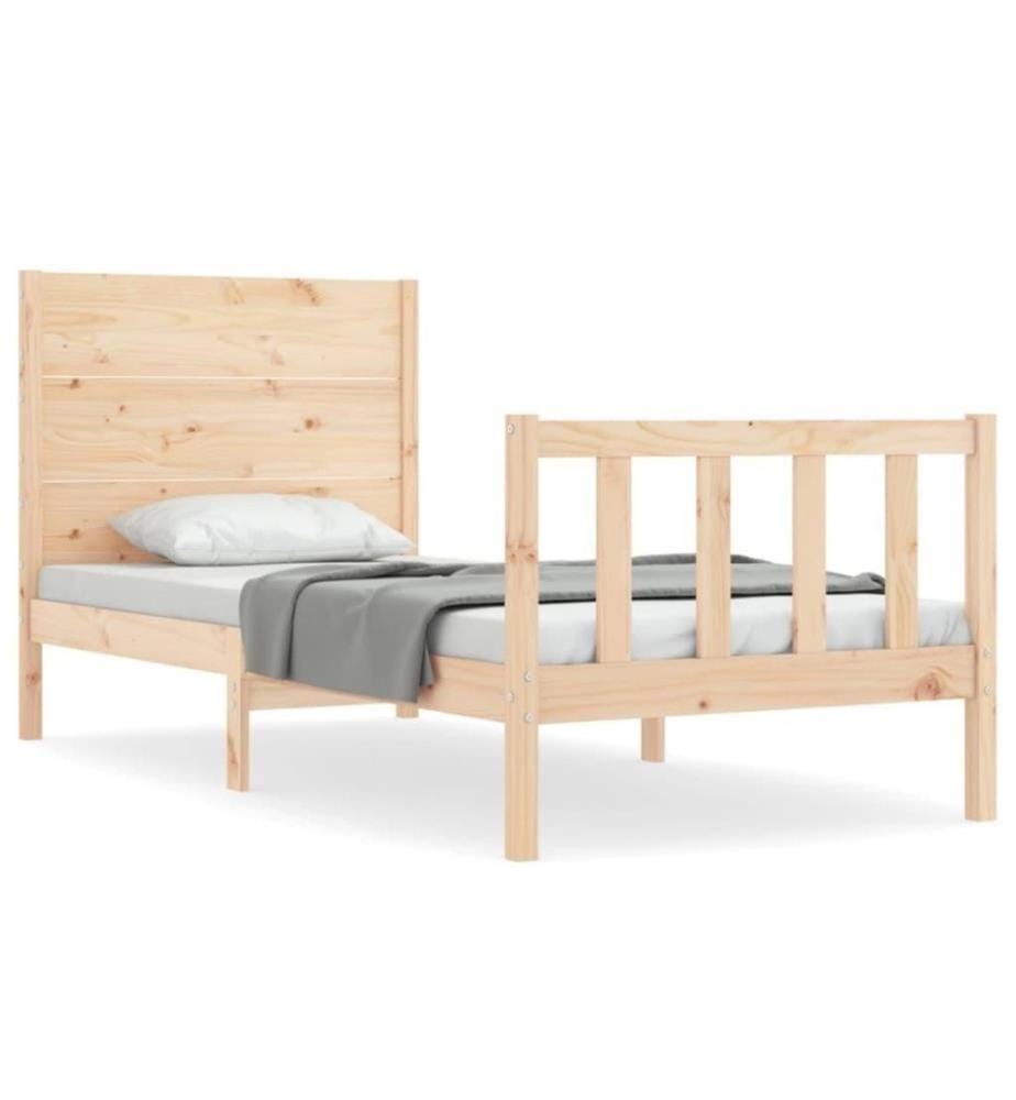 Cadre de lit avec tête de lit simple bois massif