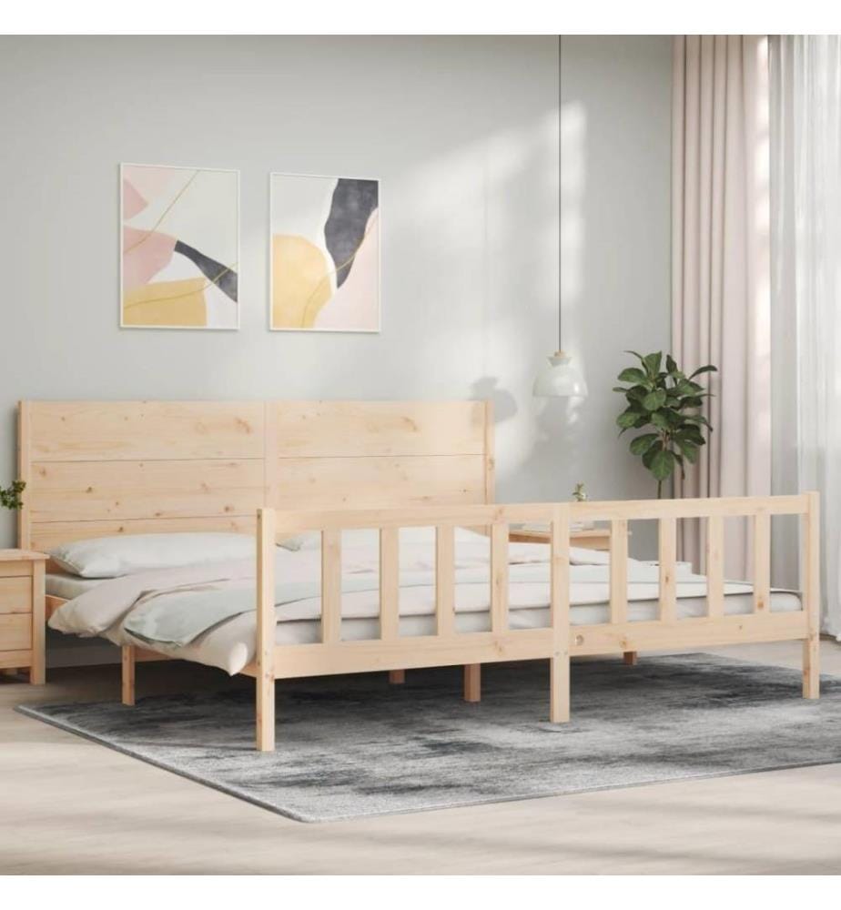 Cadre de lit avec tête de lit 200x200 cm bois massif
