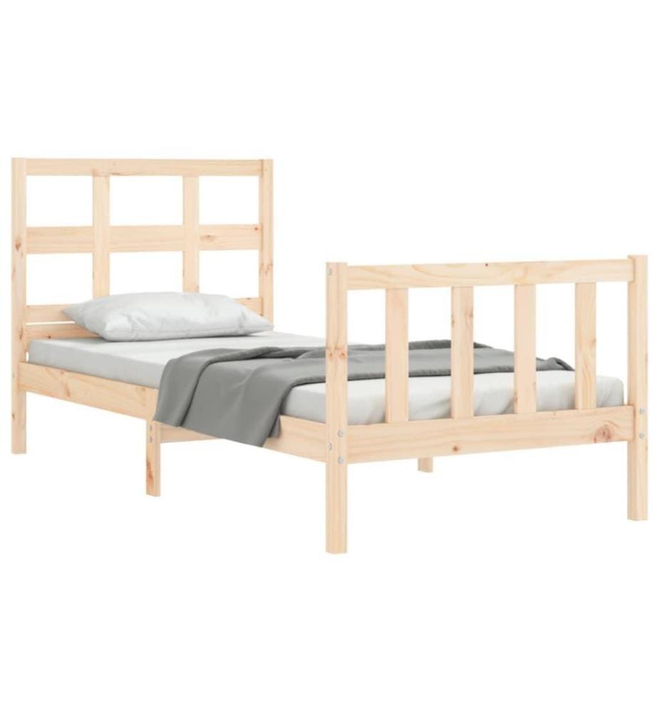 Cadre de lit avec tête de lit simple bois massif