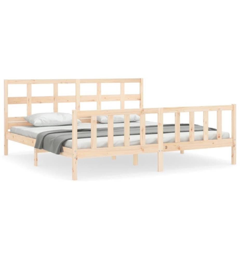 Cadre de lit avec tête de lit 200x200 cm bois massif
