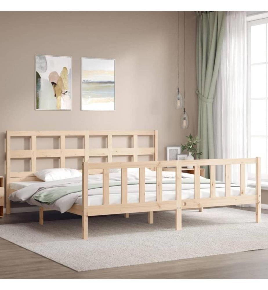 Cadre de lit avec tête de lit 200x200 cm bois massif
