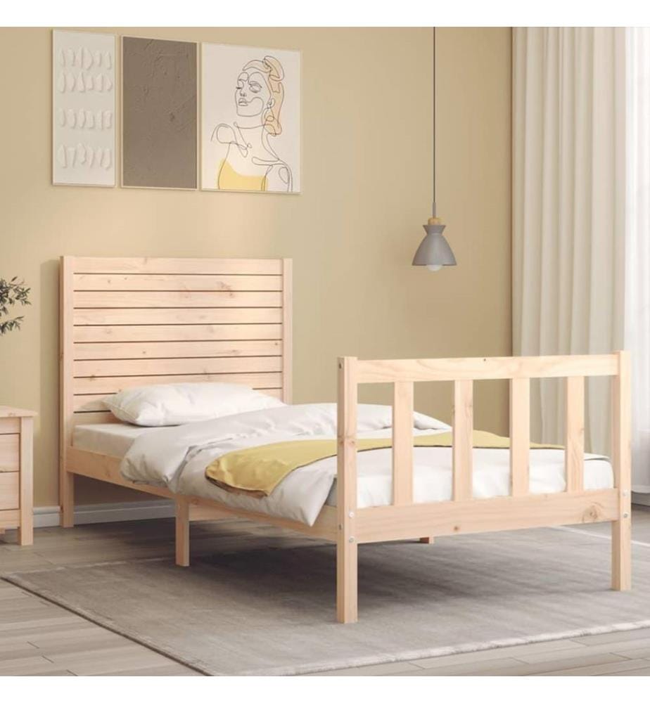 Massivholzbett mit Kopfteil 90x200 cm