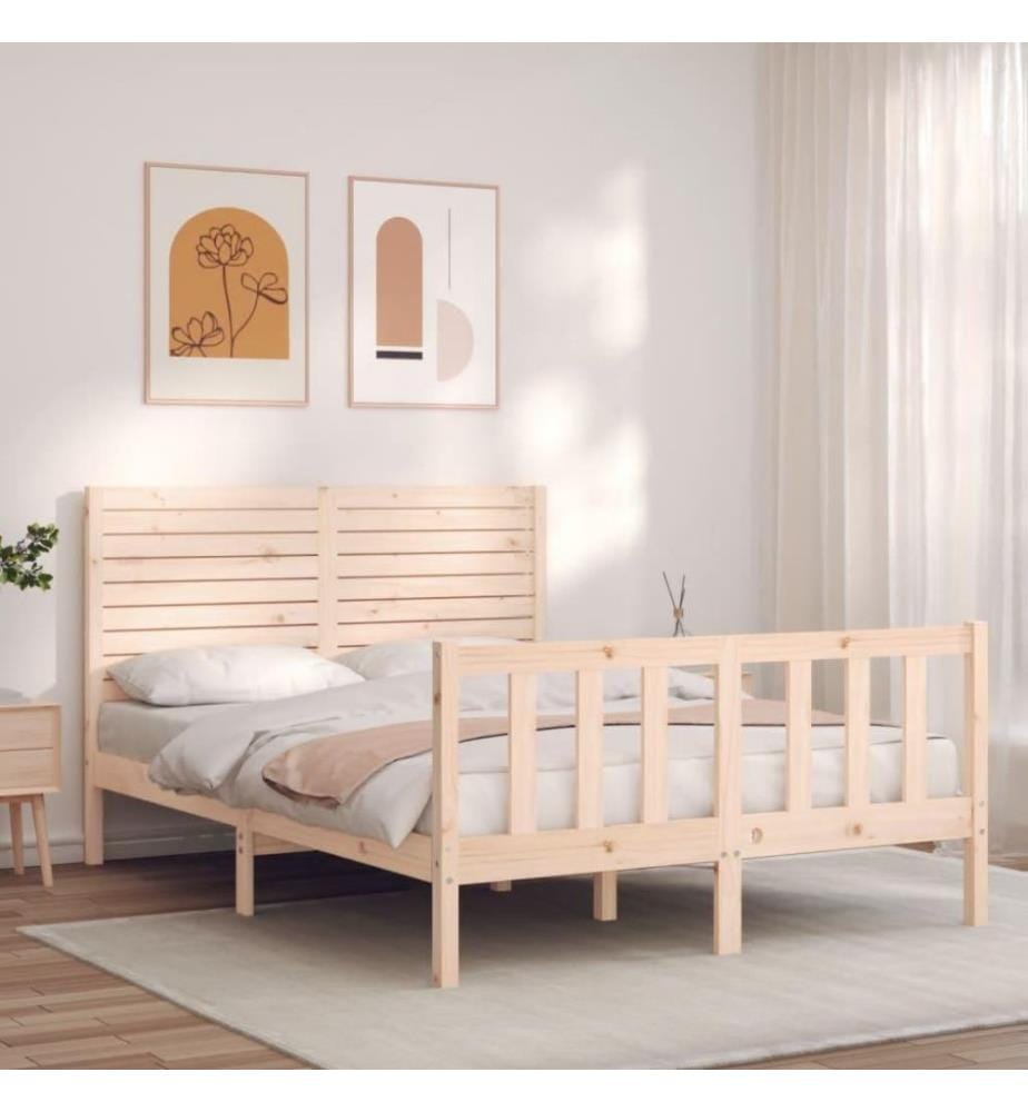 Cadre de lit avec tête de lit 120x200 cm bois massif