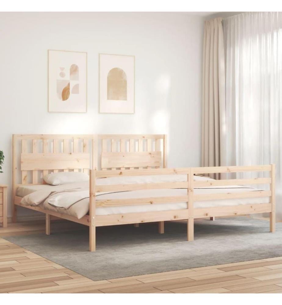 Massivholzbett mit Kopfteil 200x200 cm