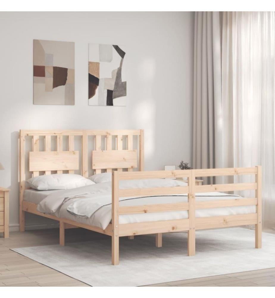 Cadre de lit avec tête de lit 120x200 cm bois massif