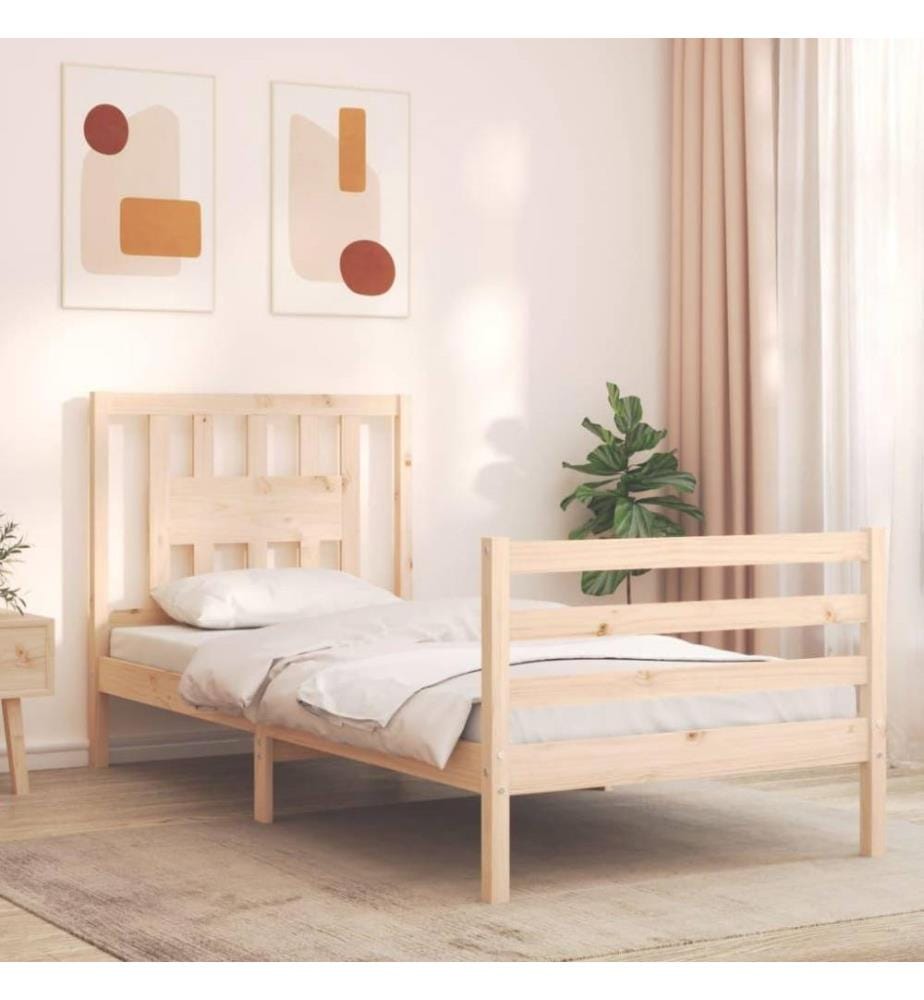 Cadre de lit et tête de lit 100x200 cm bois massif