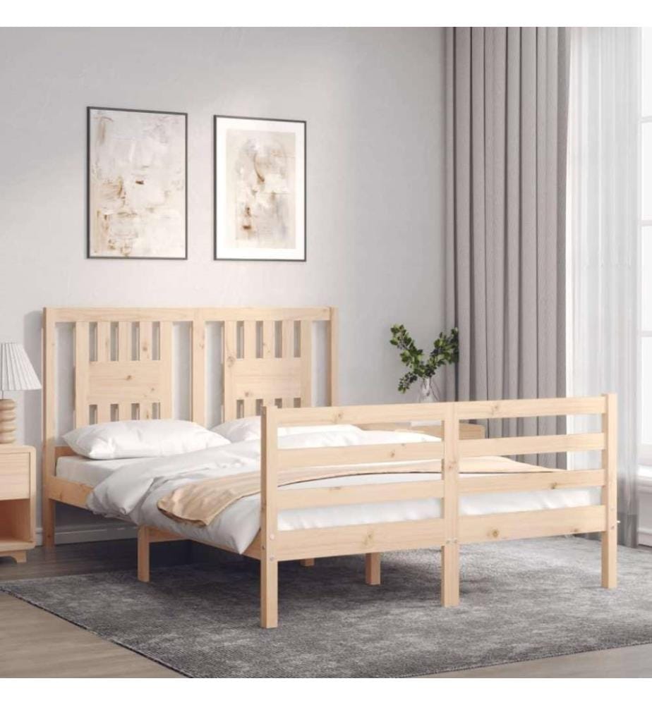 Cadre de lit avec tête de lit 120x200 cm bois massif