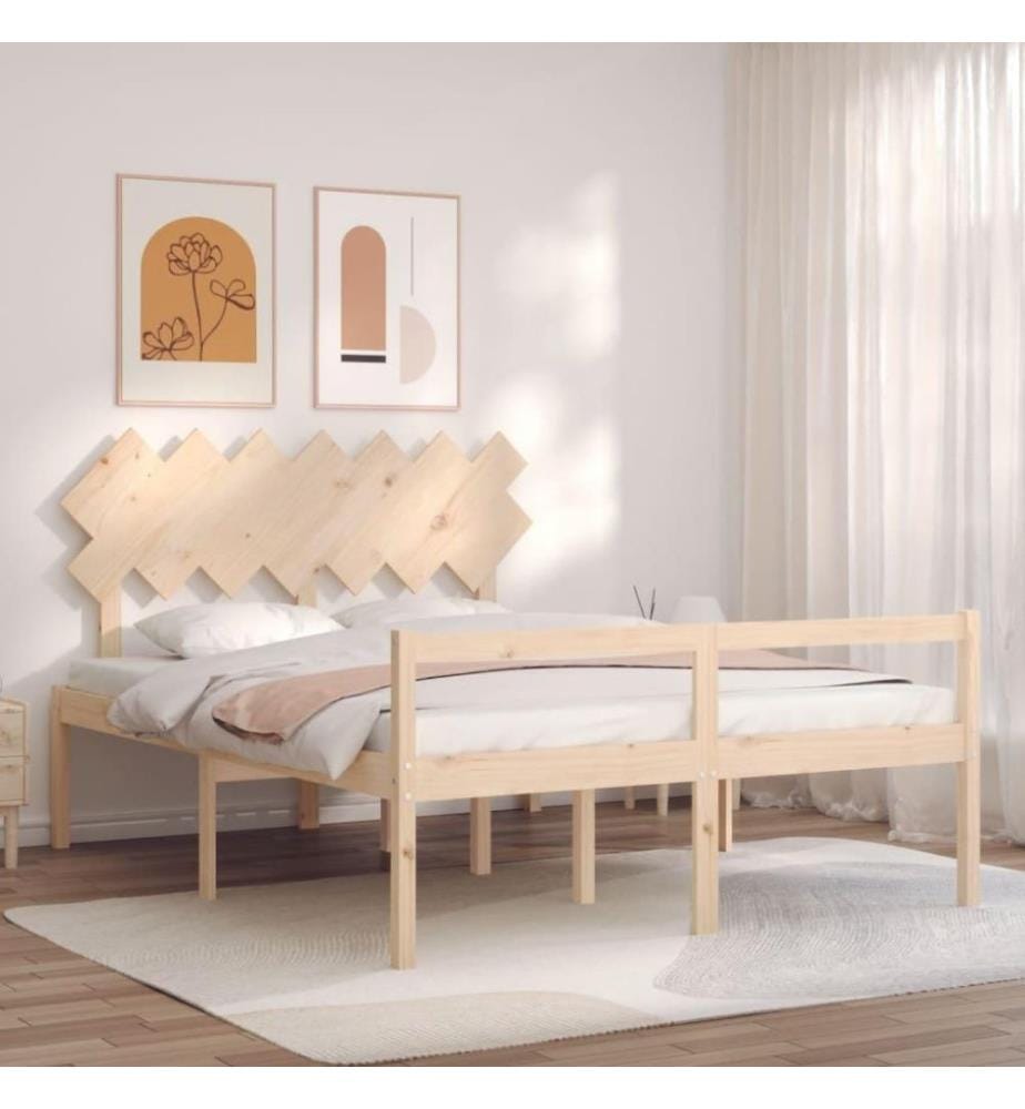Cadre de lit avec tête de lit 140x190 cm bois massif