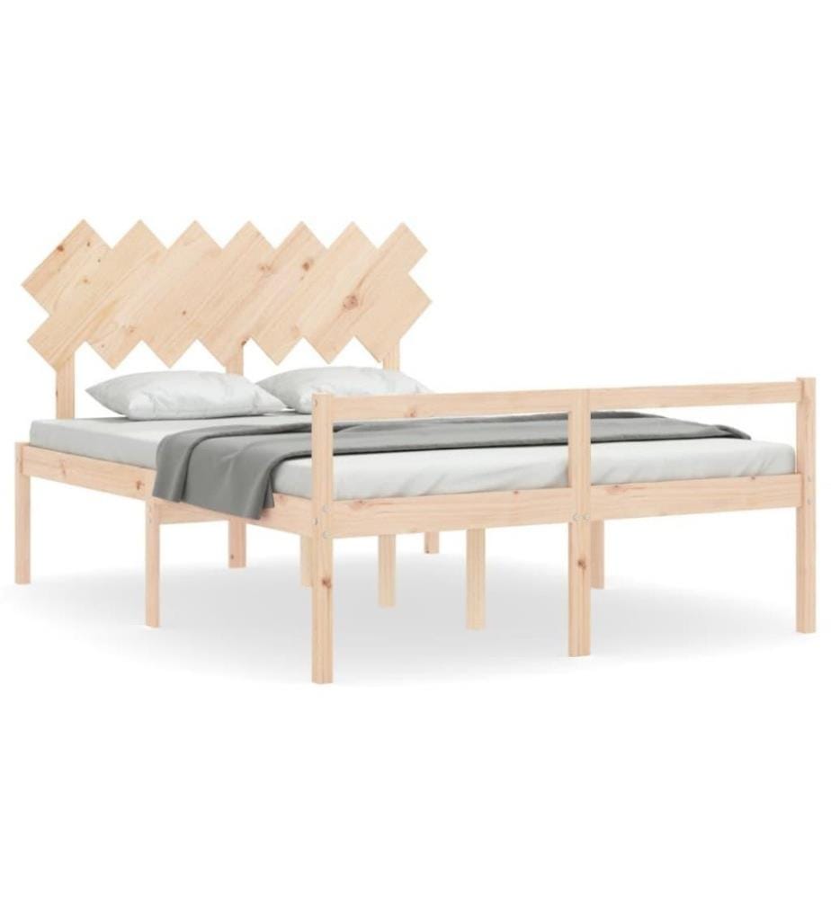 Cadre de lit avec tête de lit 140x190 cm bois massif